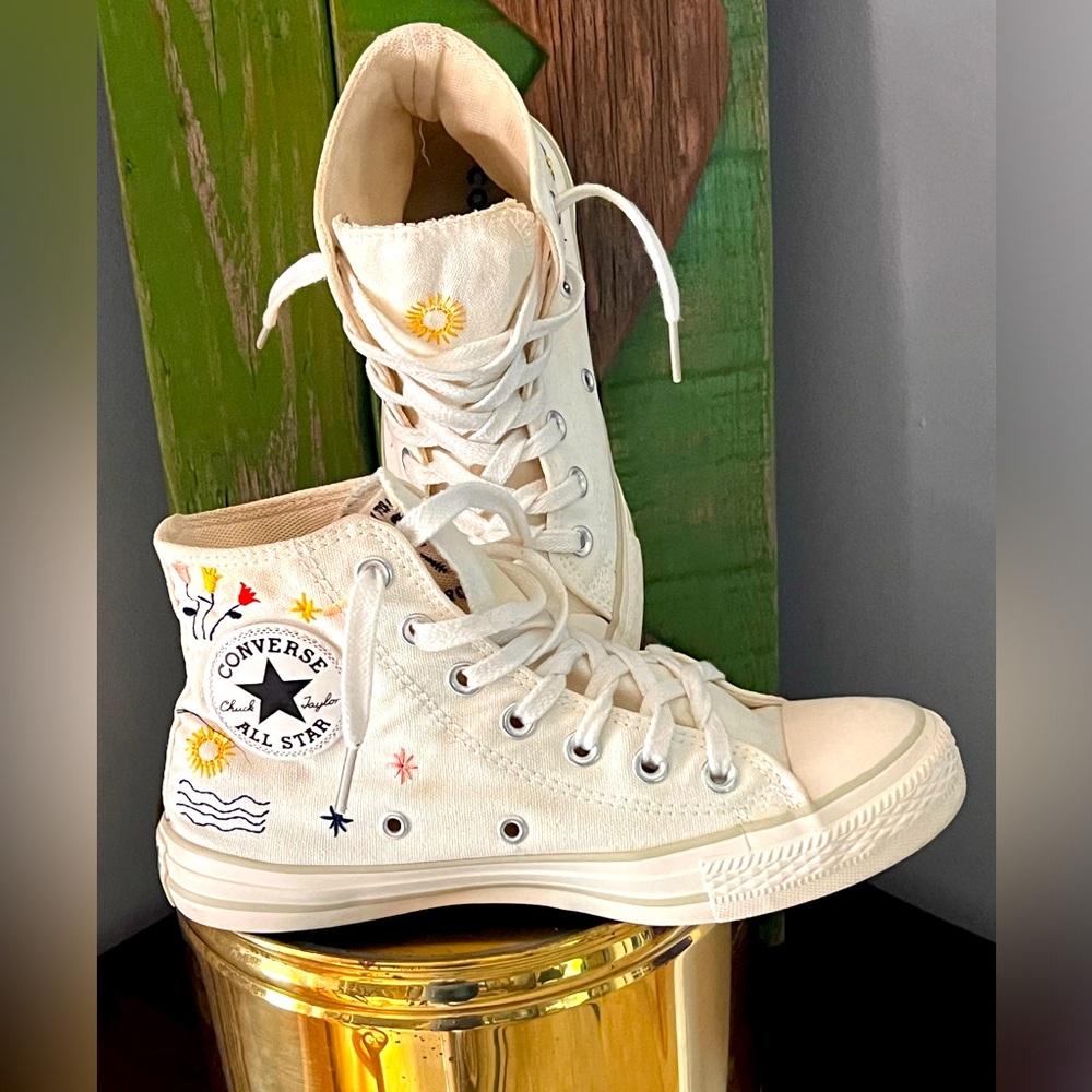 Converse Embroidered Platform High Tops “It’s OK to Wander”